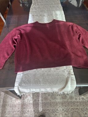 1. State Relaxed Crewneck Sweater with open back design in Burgundy NWOT